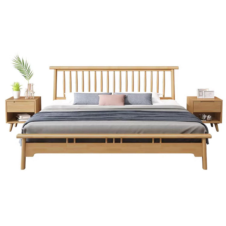 Natural Brown Rubber Wood Bed Frame | Solid Wood Construction hglna-1442