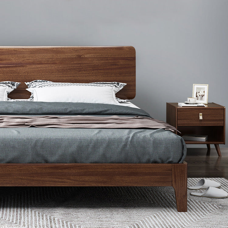 Elegant Bed Frame in Rich Brown Walnut & Pine Wood Finish hglna-1443