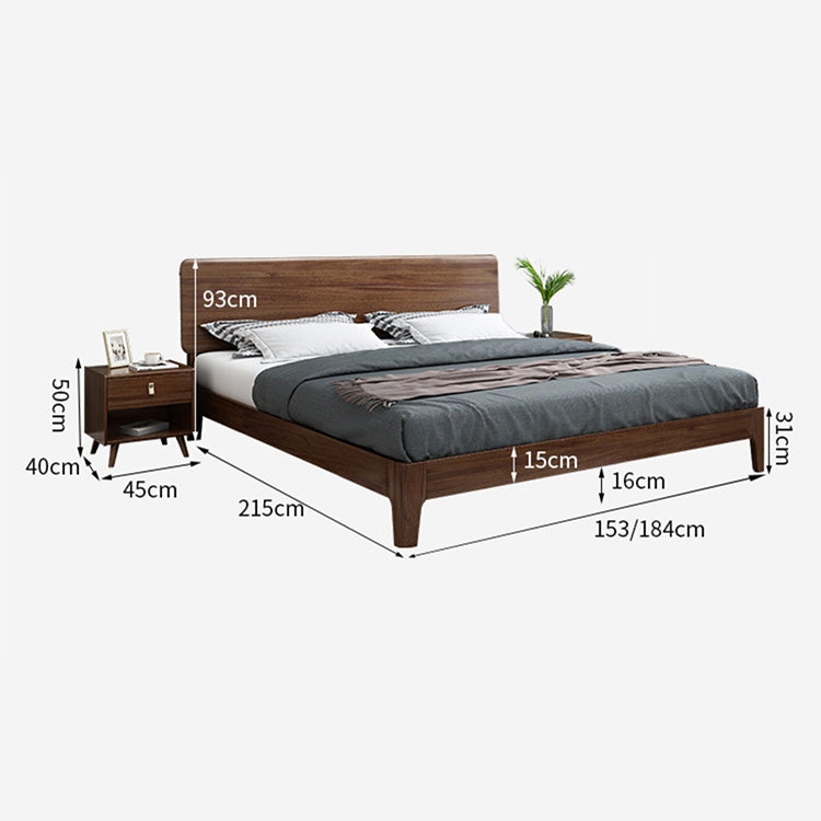 Elegant Bed Frame in Rich Brown Walnut & Pine Wood Finish hglna-1443