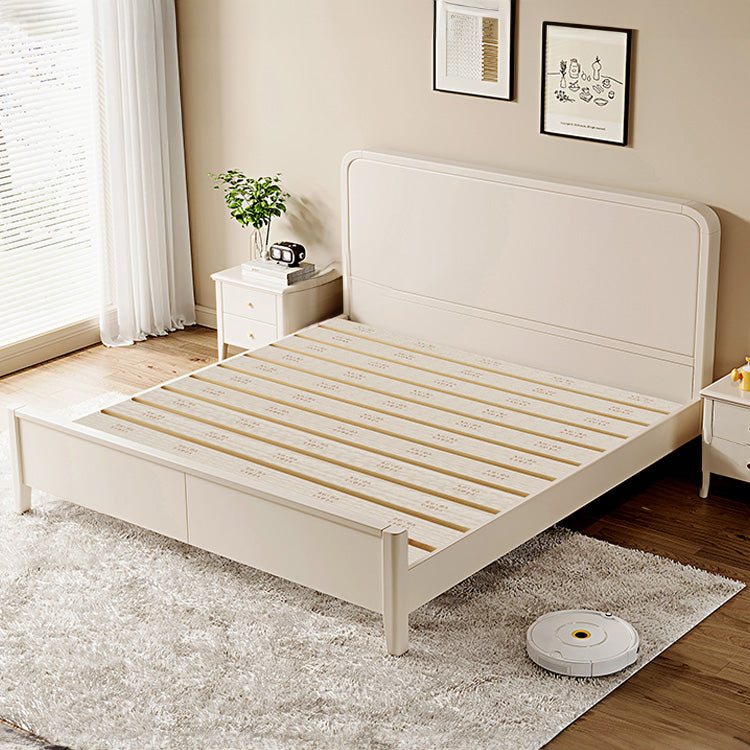 Elegant Beige Rubber Wood Bed Frame - Durable Solid Wood Design hglna-1445