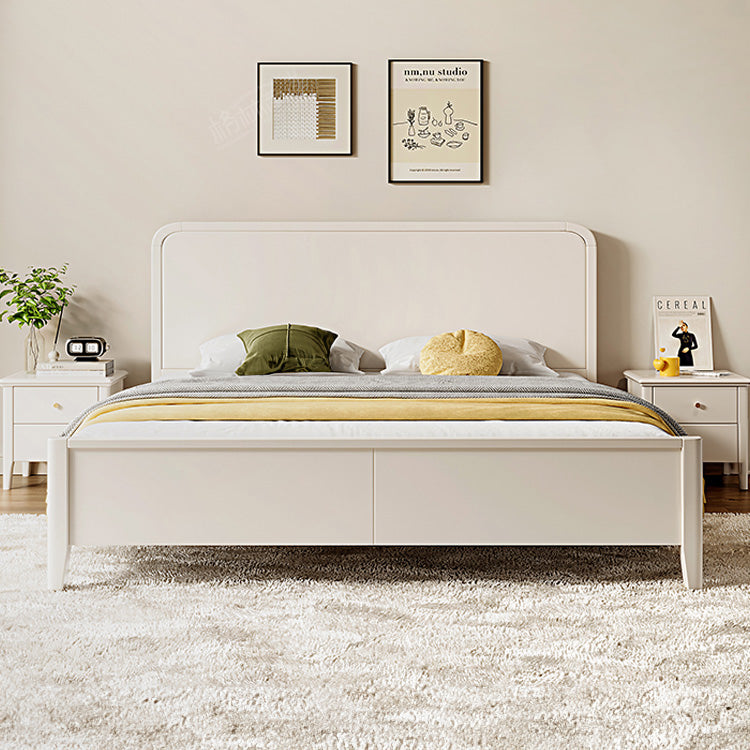 Elegant Beige Rubber Wood Bed Frame - Durable Solid Wood Design hglna-1445