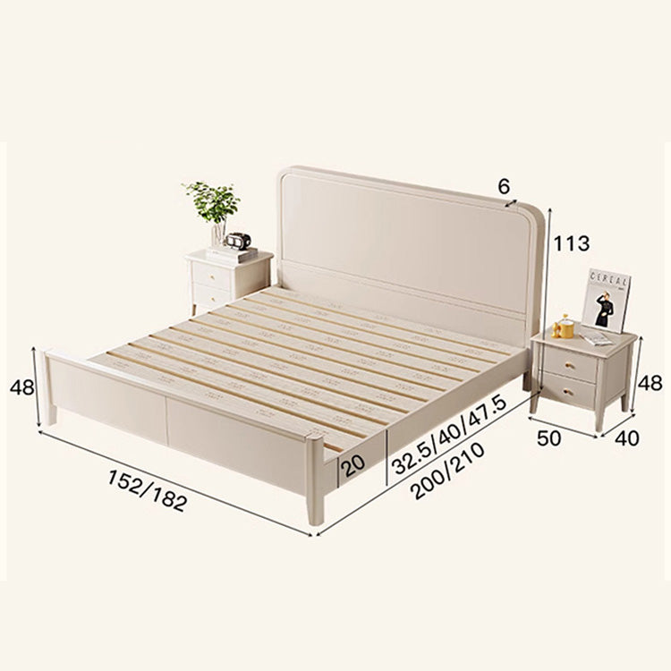 Elegant Beige Rubber Wood Bed Frame - Durable Solid Wood Design hglna-1445