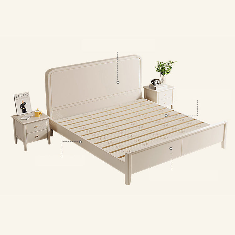 Elegant Beige Rubber Wood Bed Frame - Durable Solid Wood Design hglna-1445