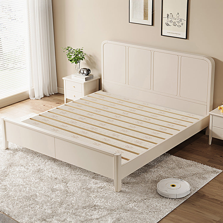 Elegant Beige Rubber Wood Bed - Durable Solid Wood Frame hglna-1447