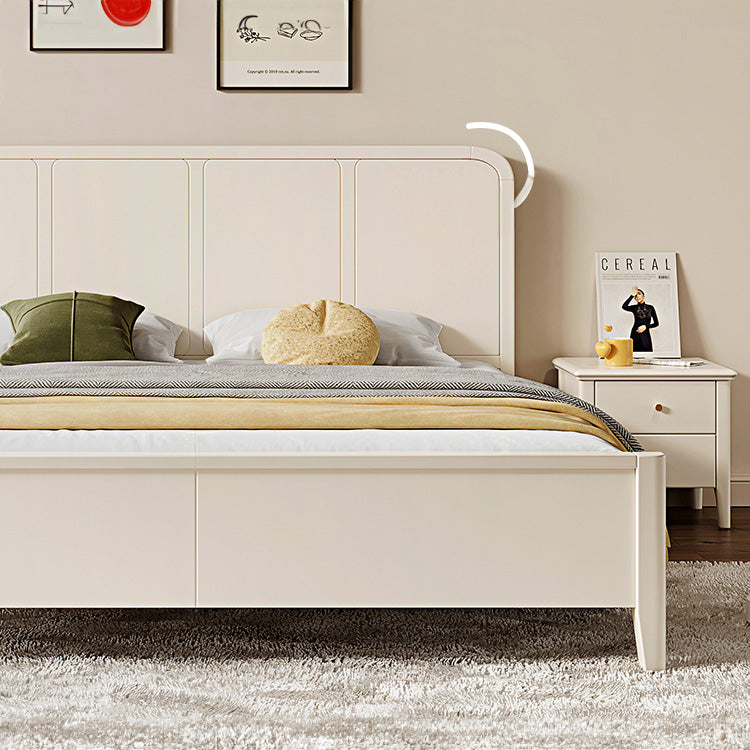 Elegant Beige Rubber Wood Bed - Durable Solid Wood Frame hglna-1447