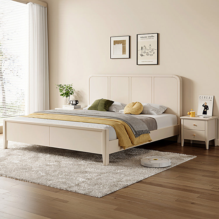 Elegant Beige Rubber Wood Bed - Durable Solid Wood Frame hglna-1447