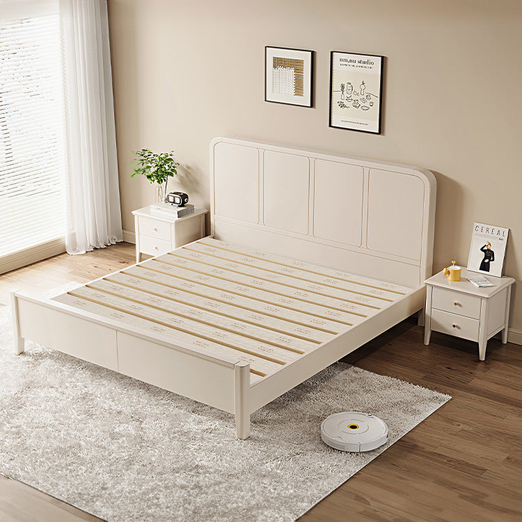 Elegant Beige Rubber Wood Bed - Durable Solid Wood Frame hglna-1447