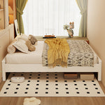 Beige Rubber Wood Bed Frame - Solid Wood Construction for Durability and Style hglna-1451