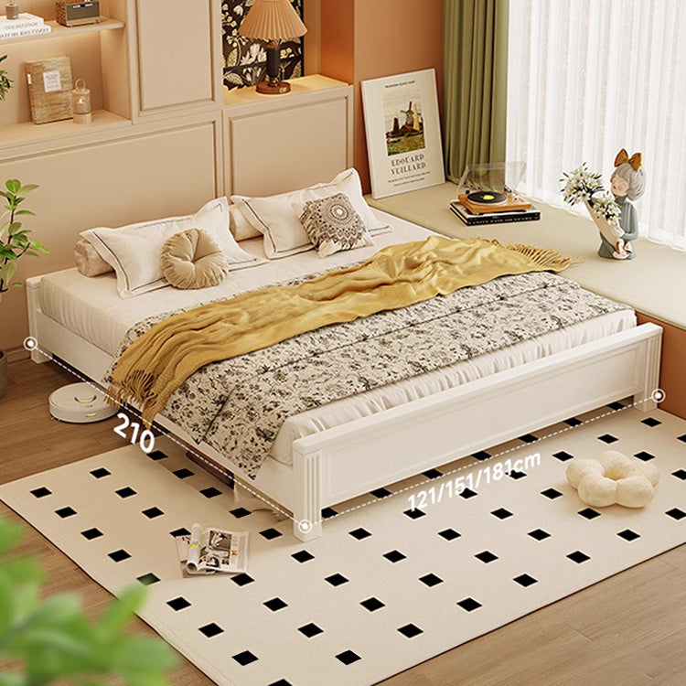 Beige Rubber Wood Bed Frame - Solid Wood Construction for Durability and Style hglna-1451