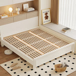 Beige Rubber Wood Bed Frame - Solid Wood Construction for Durability and Style hglna-1451
