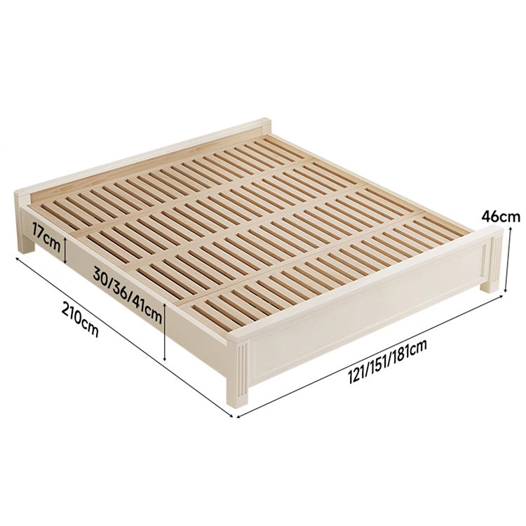Beige Rubber Wood Bed Frame - Solid Wood Construction for Durability and Style hglna-1451