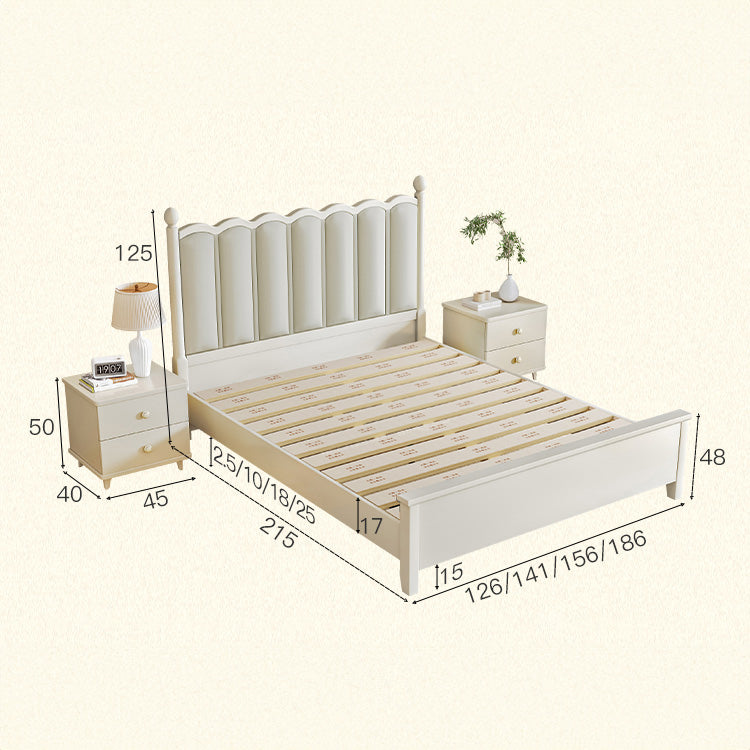 Luxurious Beige Faux Leather Bed with Solid Rubber Wood Frame hglna-1452