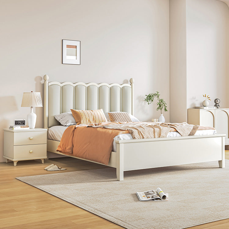 Luxurious Beige Faux Leather Bed with Solid Rubber Wood Frame hglna-1452