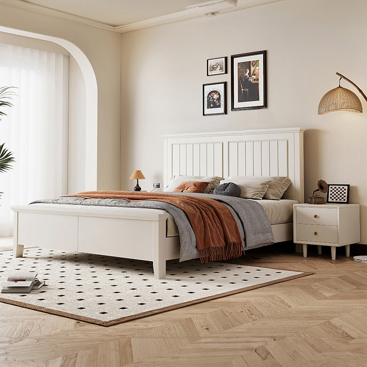 Stylish Beige Brown Rubber Wood Bed - Solid Wood Frame for Ultimate Comfort hglna-1453