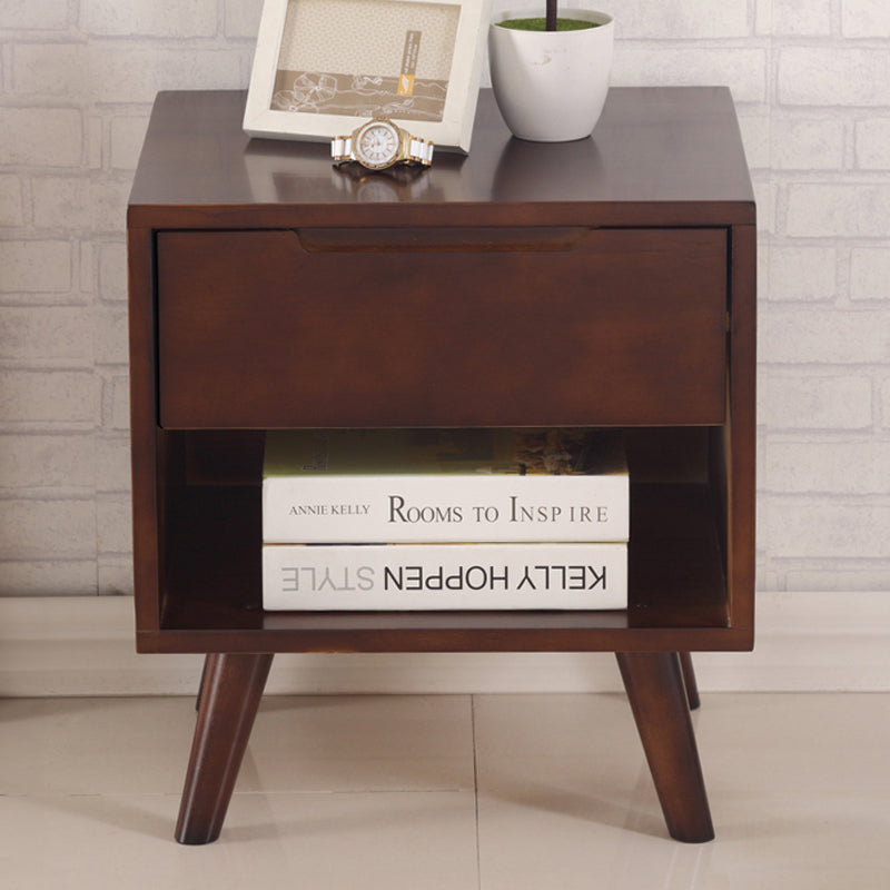 Stylish Natural Brown & White Bedside Cupboard - Rubber Wood & Pine Wood Construction hglna-1456
