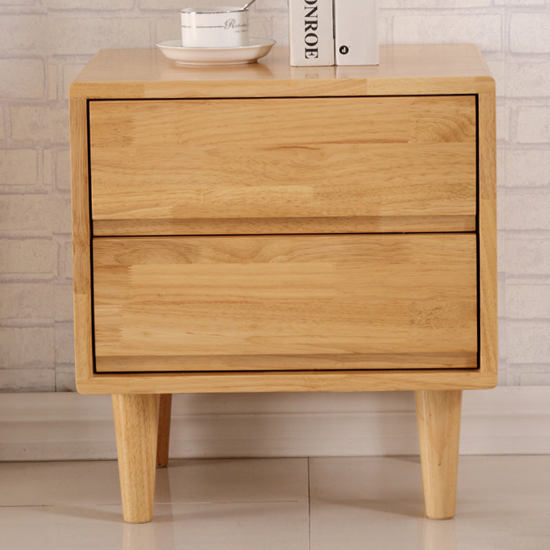 Stylish Natural Brown & White Bedside Cupboard - Rubber Wood & Pine Wood Construction hglna-1456