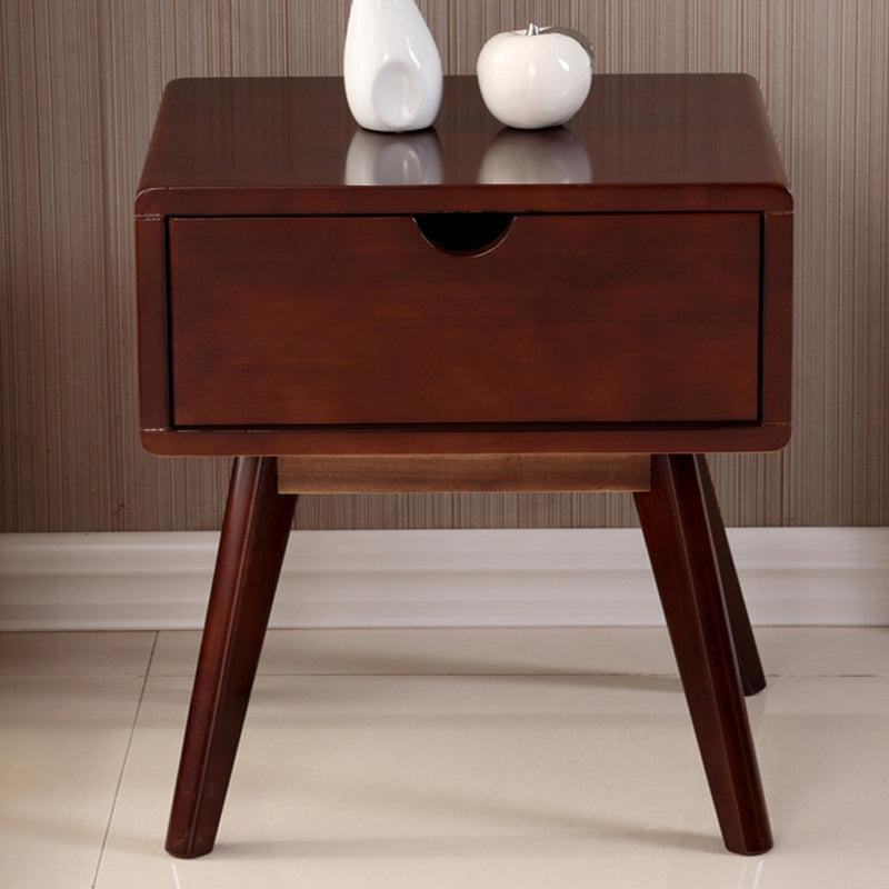 Stylish Natural Brown & White Bedside Cupboard - Rubber Wood & Pine Wood Construction hglna-1456