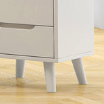 Stylish White Rubber Wood Bedside Cupboard with Glass & Ash Wood Accents hglna-1457