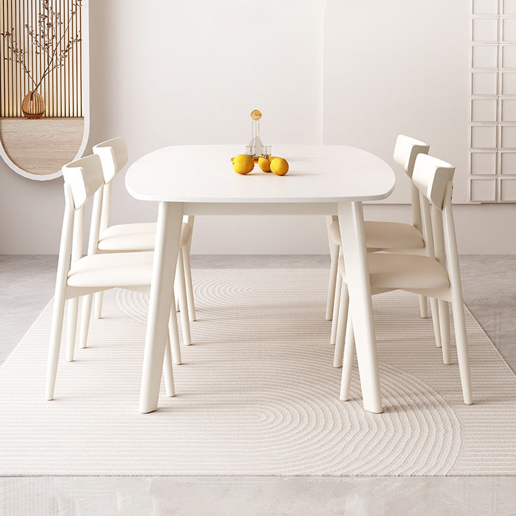 Elegant Beige Sintered Stone Dining Table with Sturdy Rubber Wood Base hglna-1459