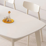 Elegant Beige Sintered Stone Dining Table with Sturdy Rubber Wood Base hglna-1459