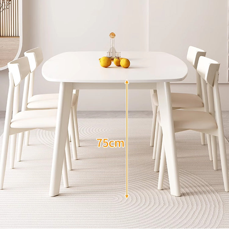 Elegant Beige Sintered Stone Dining Table with Sturdy Rubber Wood Base hglna-1459