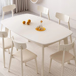 Elegant Beige Sintered Stone Dining Table with Sturdy Rubber Wood Base hglna-1459
