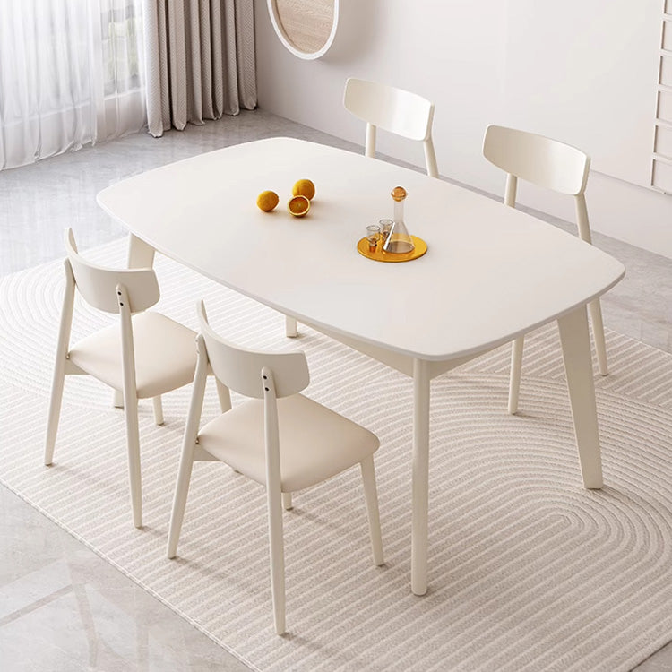 Elegant Beige Sintered Stone Dining Table with Sturdy Rubber Wood Base hglna-1459