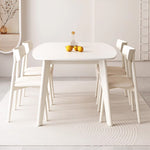 Elegant Beige Sintered Stone Dining Table with Sturdy Rubber Wood Base hglna-1459
