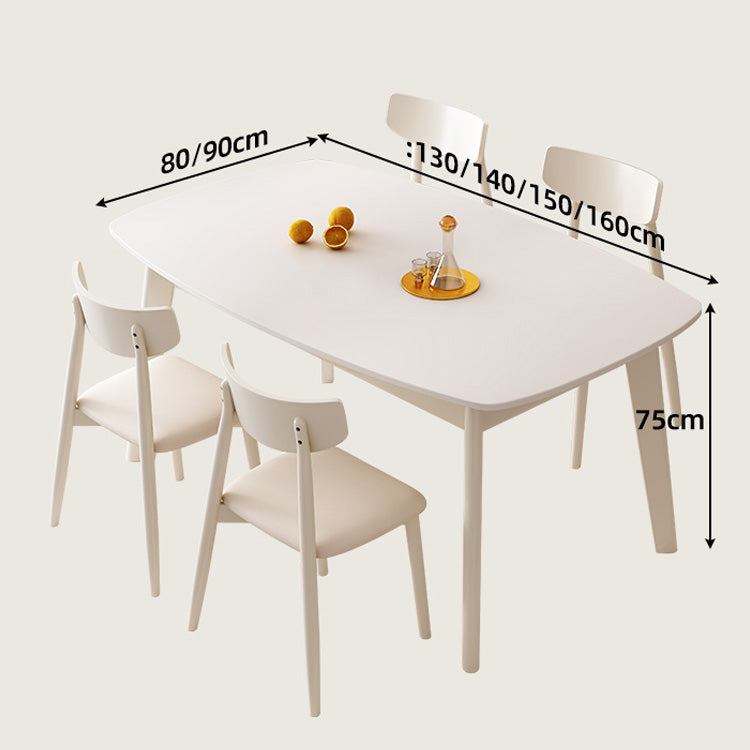 Elegant Beige Sintered Stone Dining Table with Sturdy Rubber Wood Base hglna-1459