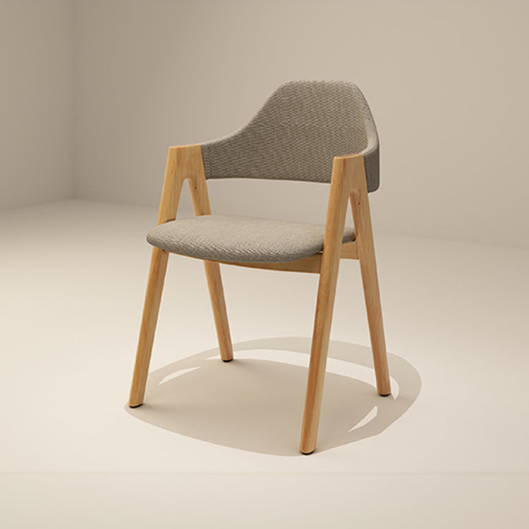 Natural Light Brown Rubber Wood Chair with Cotton-Linen Upholstery hglna-1461