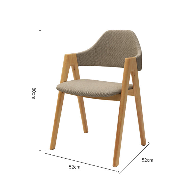 Natural Light Brown Rubber Wood Chair with Cotton-Linen Upholstery hglna-1461