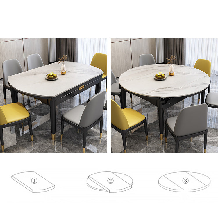 Stylish Gray-Black-White Sintered Stone Table with Durable Rubber Wood Base hglna-1462