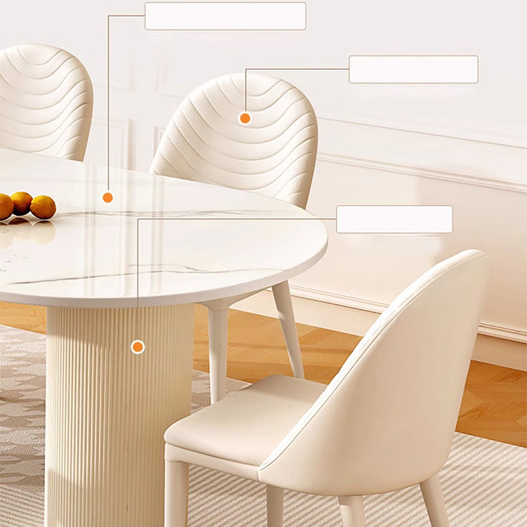 Elegant Glossy White Sintered Stone Table with Laminated Wood Finish hglna-1463