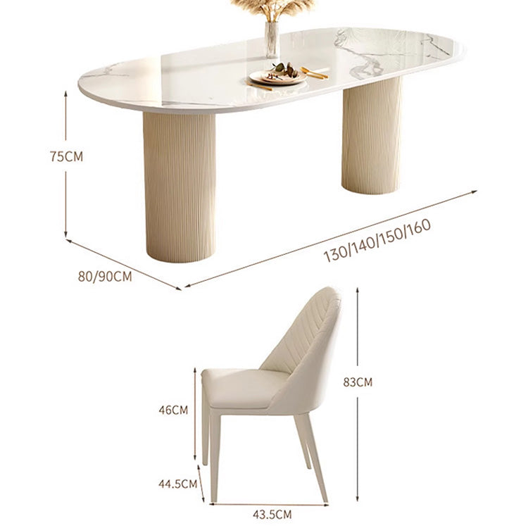Elegant Glossy White Sintered Stone Table with Laminated Wood Finish hglna-1463