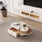 Modern Pine & Ceramic Sintered Stone Tea Table with Tempered Glass Top hgnzj-4326