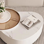 Modern Pine & Ceramic Sintered Stone Tea Table with Tempered Glass Top hgnzj-4326