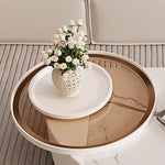 Modern Pine & Ceramic Sintered Stone Tea Table with Tempered Glass Top hgnzj-4326