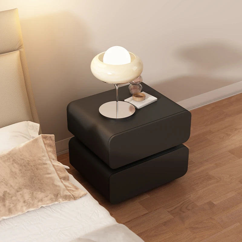 Stylish Faux Leather Nightstand with Modern Design - Perfect for Bedroom Decor and Storage hjd-3143