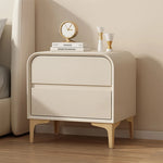 Stylish Solid Wood Nightstand with Faux Leather Finish – Modern Bedroom Storage Solution hjd-3144