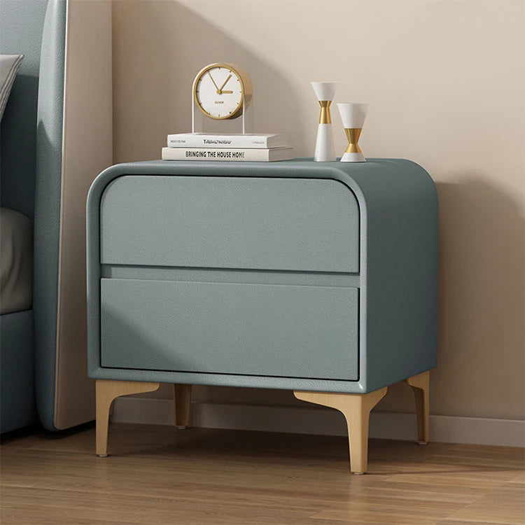 Stylish Solid Wood Nightstand with Faux Leather Finish – Modern Bedroom Storage Solution hjd-3144