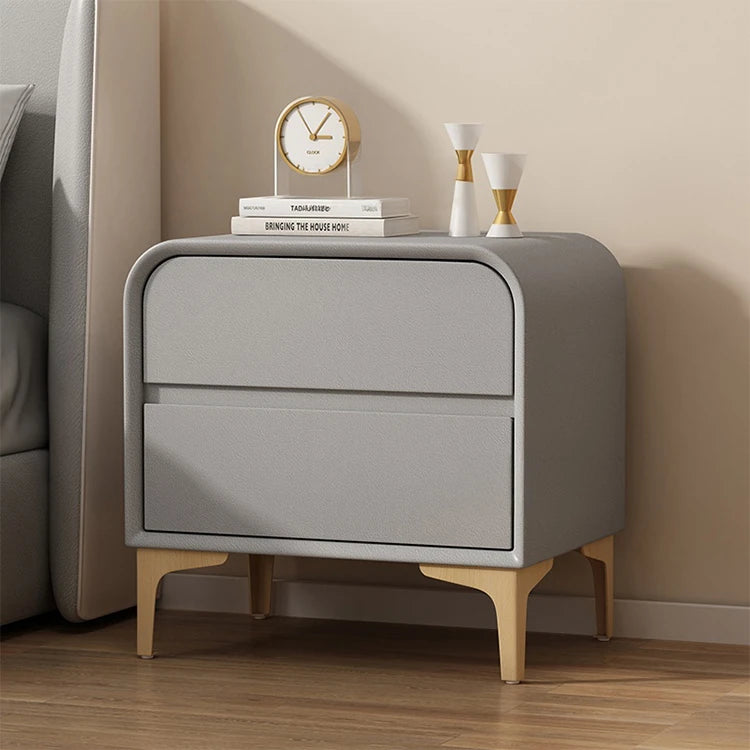 Stylish Solid Wood Nightstand with Faux Leather Finish – Modern Bedroom Storage Solution hjd-3144