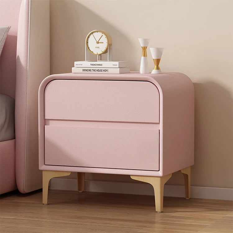 Stylish Solid Wood Nightstand with Faux Leather Finish – Modern Bedroom Storage Solution hjd-3144