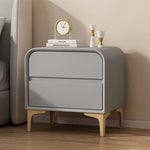 Stylish Solid Wood Nightstand with Faux Leather Finish – Modern Bedroom Storage Solution hjd-3144