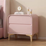 Stylish Solid Wood Nightstand with Faux Leather Finish – Modern Bedroom Storage Solution hjd-3144