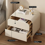 Stylish Solid Wood Nightstand with Faux Leather Finish – Modern Bedroom Storage Solution hjd-3144