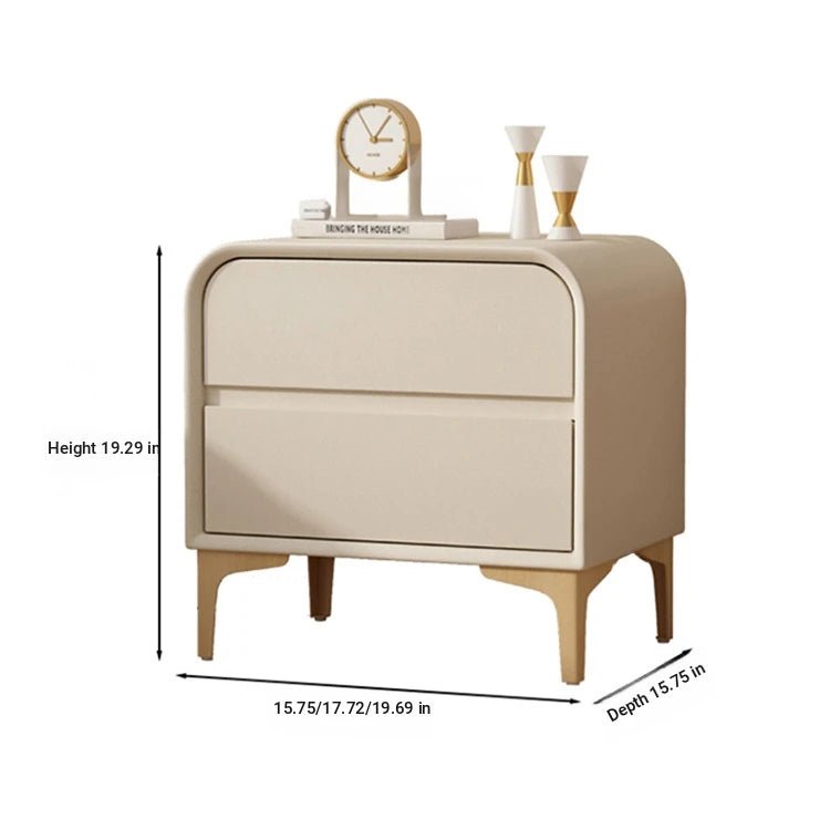 Stylish Solid Wood Nightstand with Faux Leather Finish – Modern Bedroom Storage Solution hjd-3144