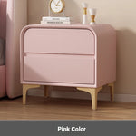 Stylish Solid Wood Nightstand with Faux Leather Finish – Modern Bedroom Storage Solution hjd-3144