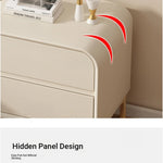 Stylish Solid Wood Nightstand with Faux Leather Finish – Modern Bedroom Storage Solution hjd-3144