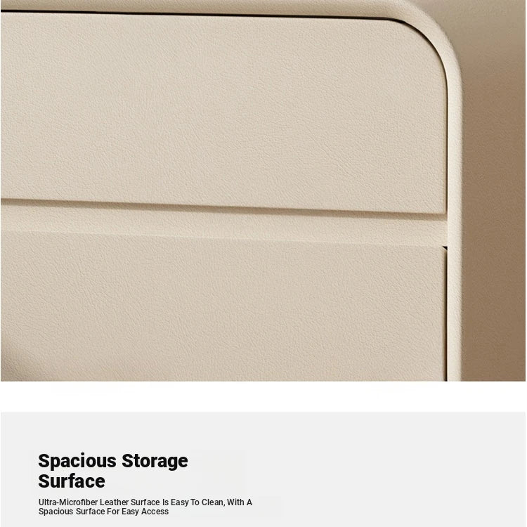 Stylish Solid Wood Nightstand with Faux Leather Finish – Modern Bedroom Storage Solution hjd-3144