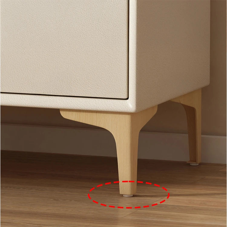 Stylish Solid Wood Nightstand with Faux Leather Finish – Modern Bedroom Storage Solution hjd-3144